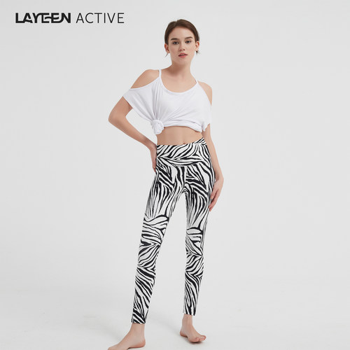 LAYEEN ACTIVE 花裤子 斑斑斑马 中腰9分瑜伽健身防晒230214