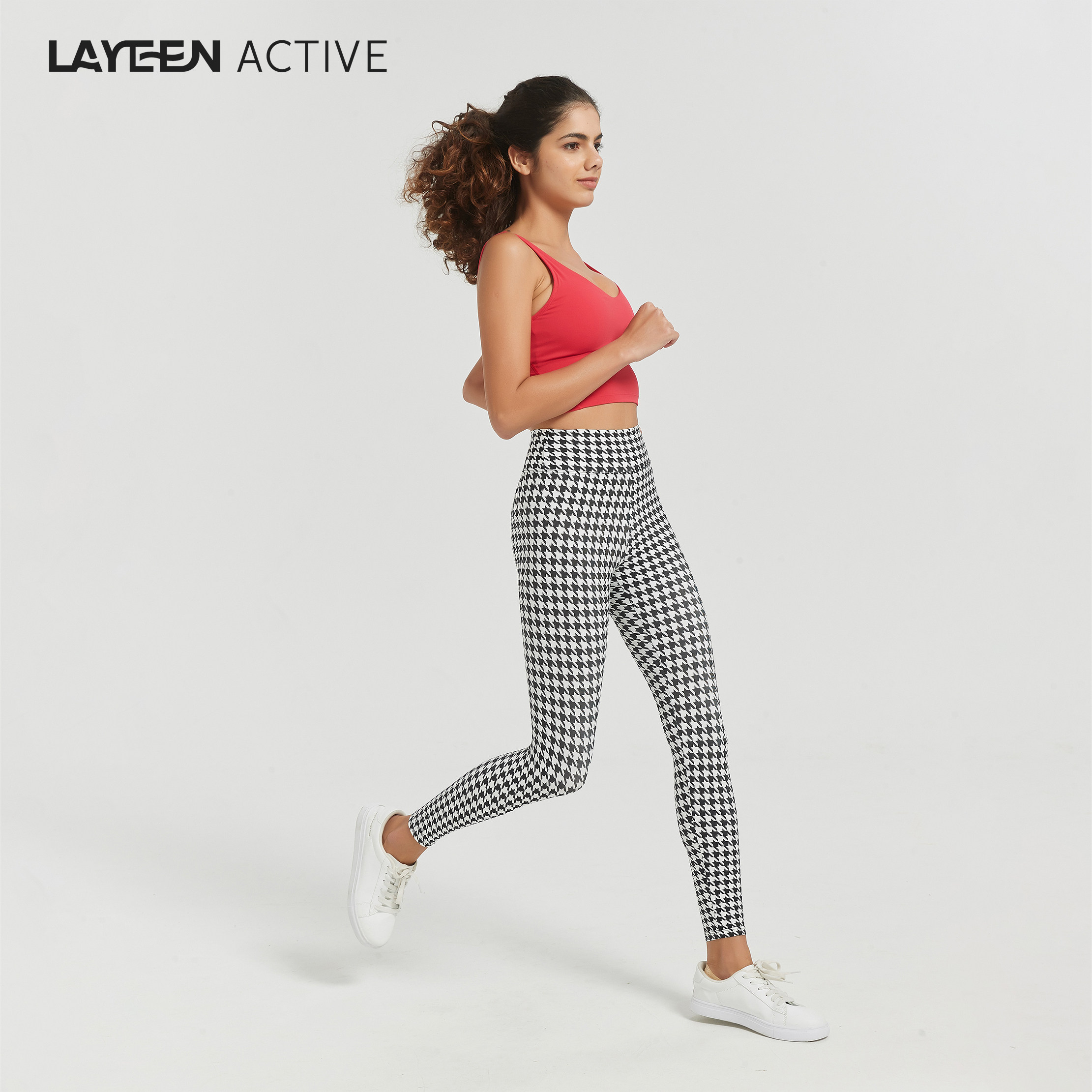 LAYEEN ACTIVE 花裤子 黑白千鸟 高腰9分瑜伽健身防晒230815
