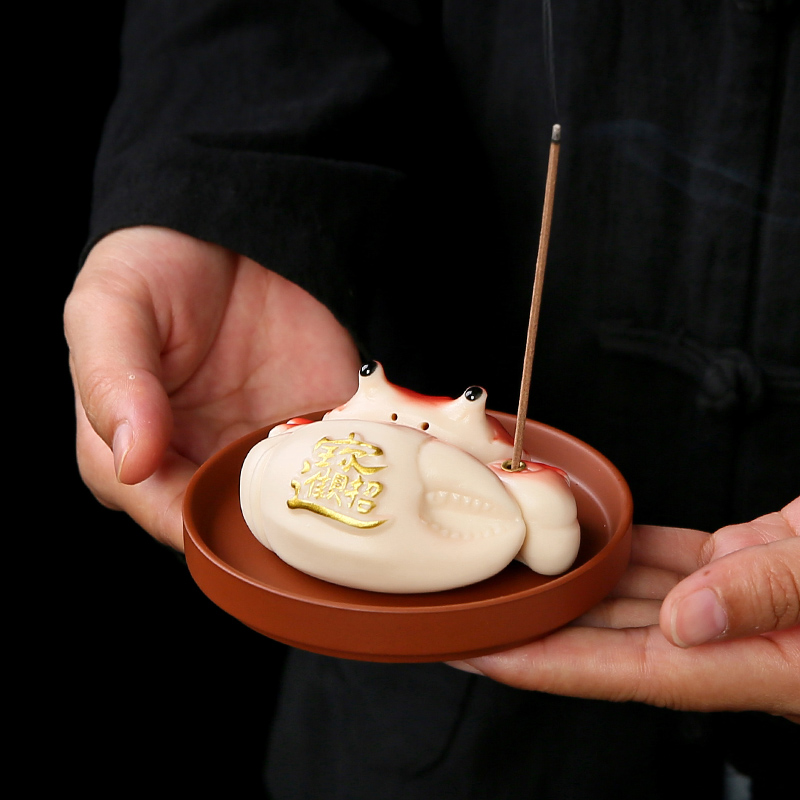 螃蟹陶瓷线香炉家用办公室檀香炉沉香薰室内卧室香炉香插底座摆件