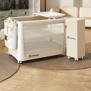 coolbaby婴儿床多功能新生儿拼接宝宝床可折叠尿布台便携移动uu床