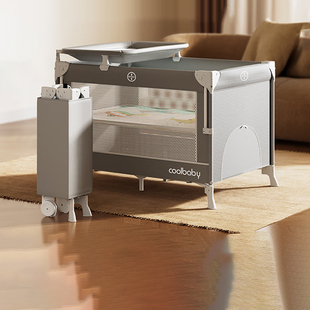 coolbaby折叠婴儿床可移动新生儿拼接床便携式多功能宝宝床带摇篮