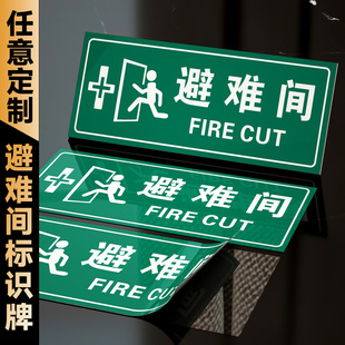 避难间标识牌门牌疏散指示标志应急避难场所地下防空洞人防工程标识标志夜光牌定制
