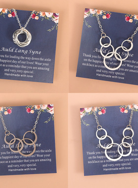 亚马逊热卖爆款 新款不锈钢项链 祝福卡片 圆圈吊坠款式