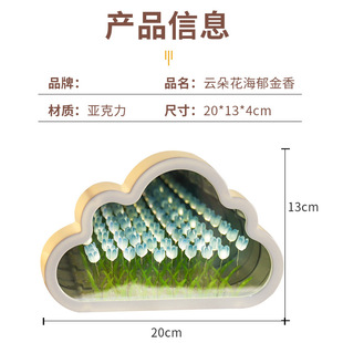 厂家批发儿童diy发光云朵郁金香镜子小夜灯创意手工小台灯材料包