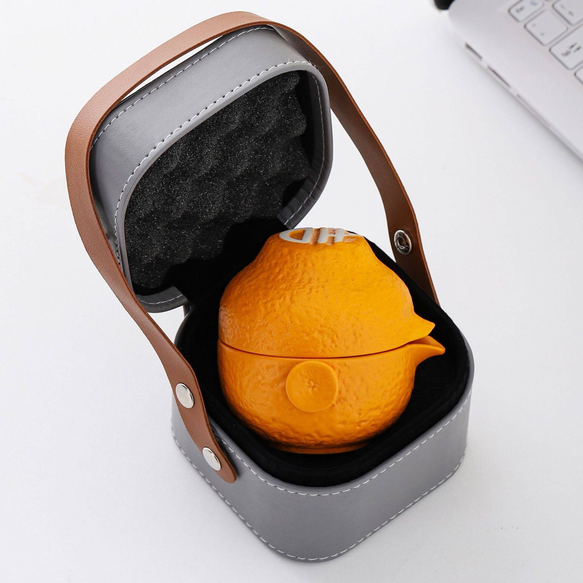 创意橘子旅行茶具一壶三杯档礼盒便携式小套泡茶器公司伴手礼品,餐饮具,旅行茶具,淘宝优惠券,粉丝福利购,淘宝优惠卷