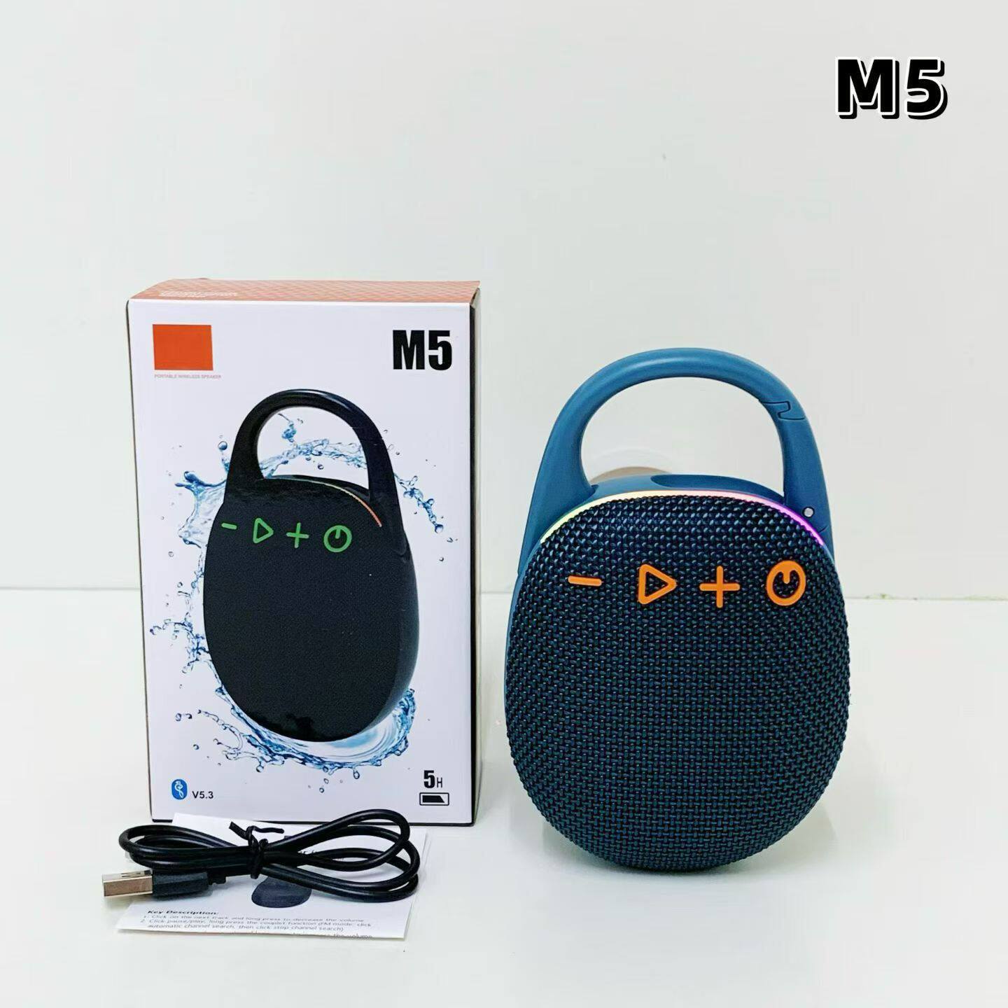 户外防水便携式自带登山扣M5蓝牙音箱时尚礼品TWS低音炮小音响