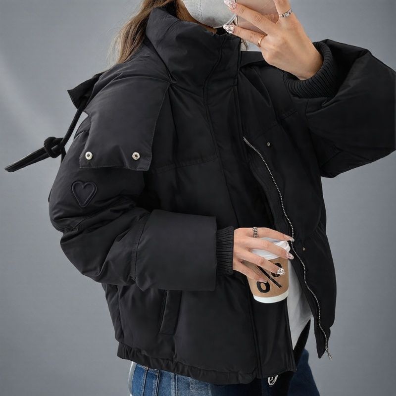 设计感小众连帽纯色羽绒棉服孕妈