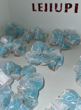 蓝色小金鱼发圈大肠发圈女2025新款百搭扎丸子头绳皮筋发绳头饰女