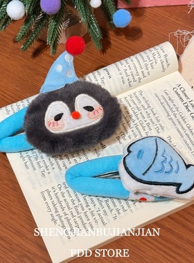 新款企鹅小鱼蓝色海绵掰掰夹洋气小众爆款可爱卡通海洋发夹发饰