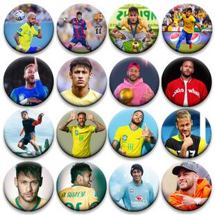 足球球星内马尔徽章痛包58MM装饰吧唧马口铁圆形徽章钥匙扣书包挂