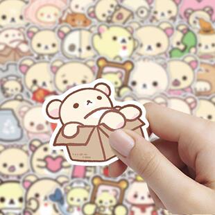 180张轻松熊可爱动物素材贴纸卡通贴画手机保护壳行李箱手账标签