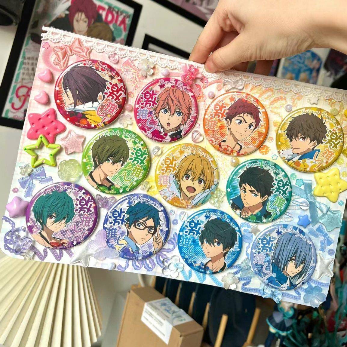 新款free男子游泳部吧唧58MM徽章学生背包装饰胸针挂饰谷子