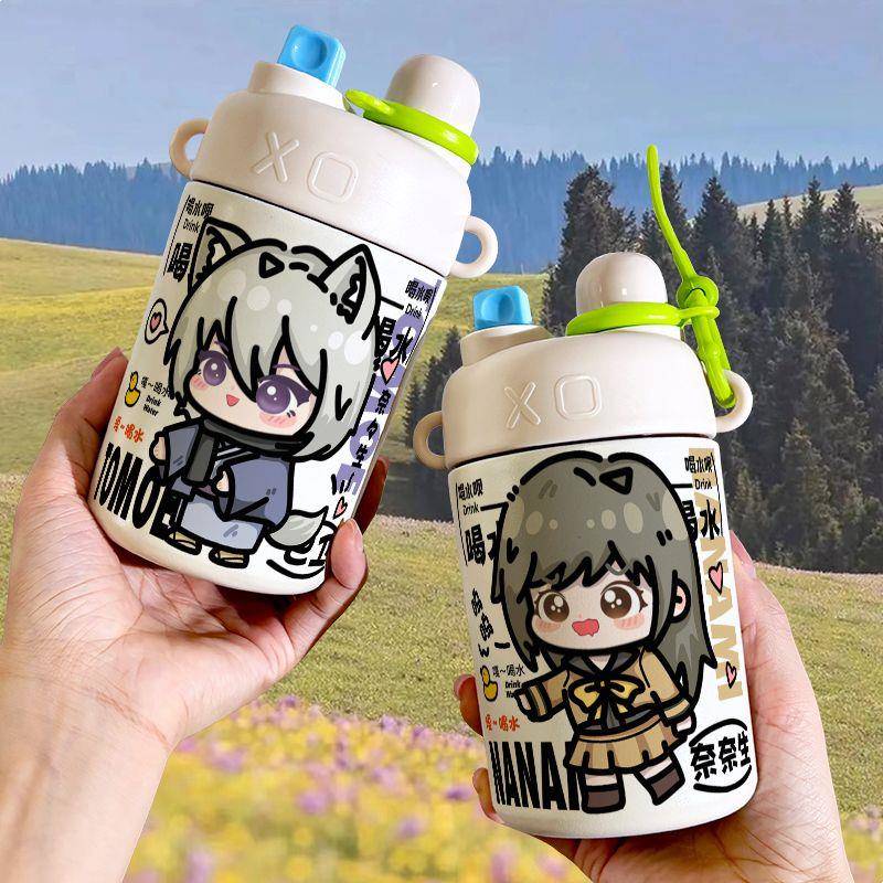 元气少女结缘神巴卫保温杯大容量316不锈钢随手吸管双饮水杯女