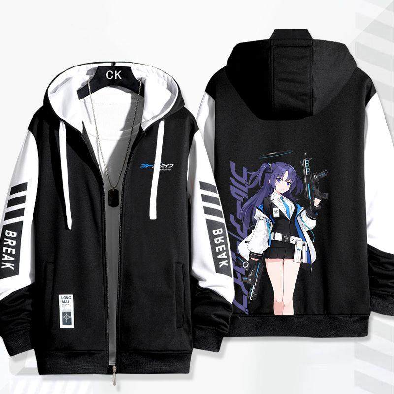 碧蓝档案游戏蔚蓝阿慈谷日富美阿露周边开衫夹克外套男女秋冬上衣