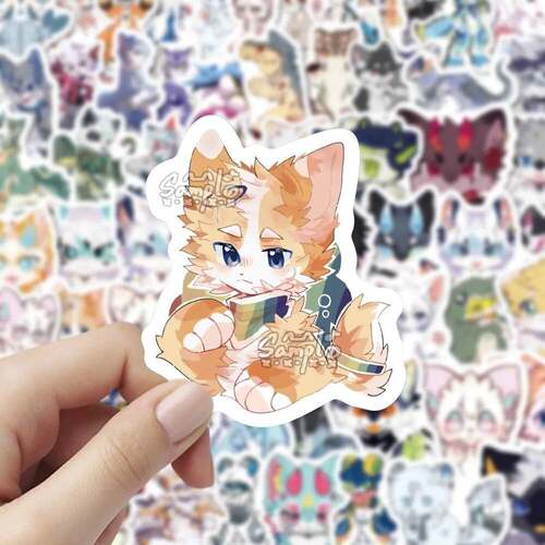 300张furry兽设色彩贴纸福瑞控可爱卡通兽人笔记本手账diy贴画