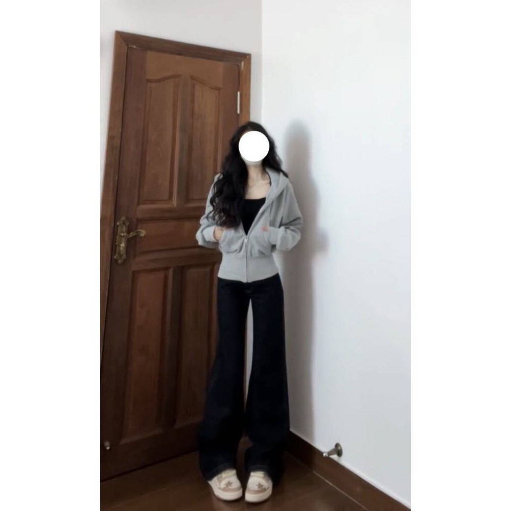 外套灰色短款卫衣女2025新款秋冬韩系修身收腰连帽上衣早秋季穿搭