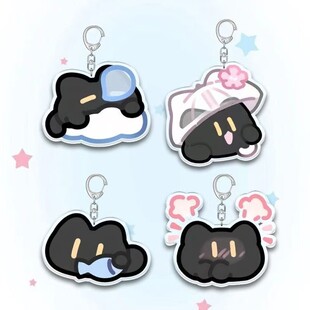 小黑猫尼昂周边钥匙扣压克力书包挂件可爱卡通学生情侣高颜值礼物