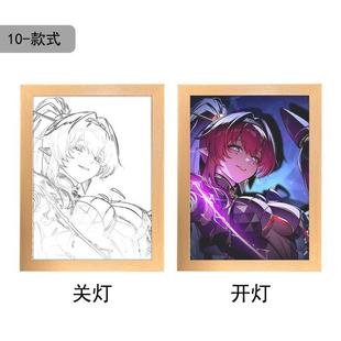 饰画摆台动漫素描创意led 小夜灯鸣潮秧秧吟霖周边灯光画发光装