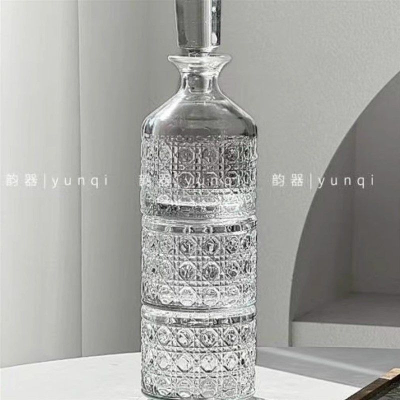 宝石格纹酒具套装创意玻璃威士忌家用水杯酒壶SRT