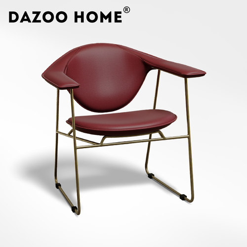 意式轻奢高端马鞍皮椅子酒店会所高级休闲扶手椅客厅书房家用书椅