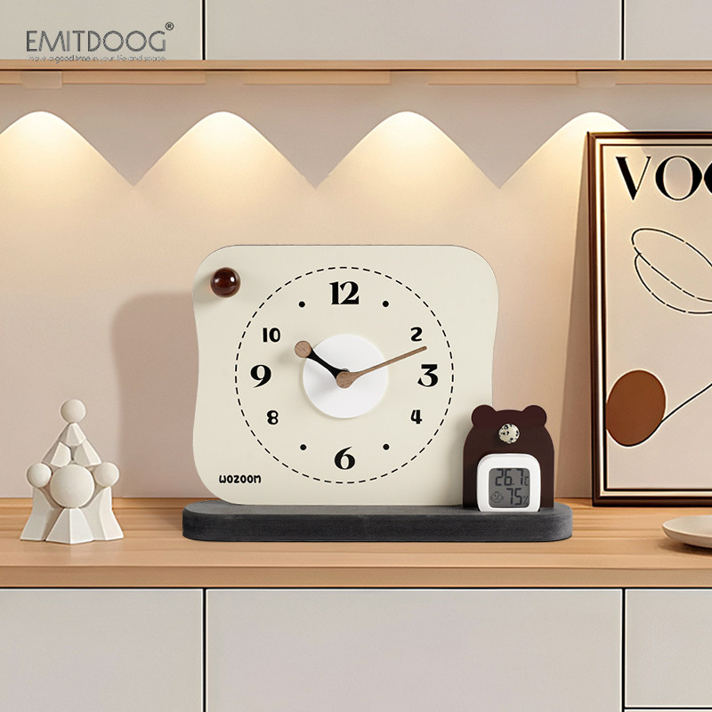 EMITDOOG入户玄关温湿度时钟摆件家居客厅装饰品创意摆放式座钟