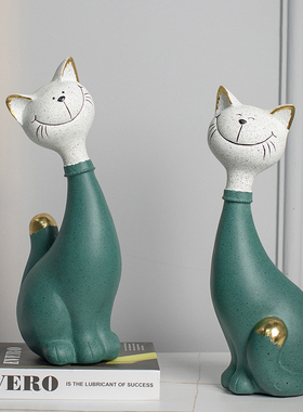 柏梵现代轻奢树脂猫摆件高档客厅酒柜动物摆件家居饰品乔迁装饰品