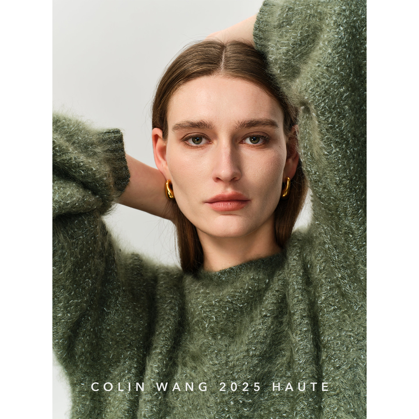 COLINWANG-苔原日记|奢牌同源羊绒拉绒花纱复古灯笼袖休闲针织衫