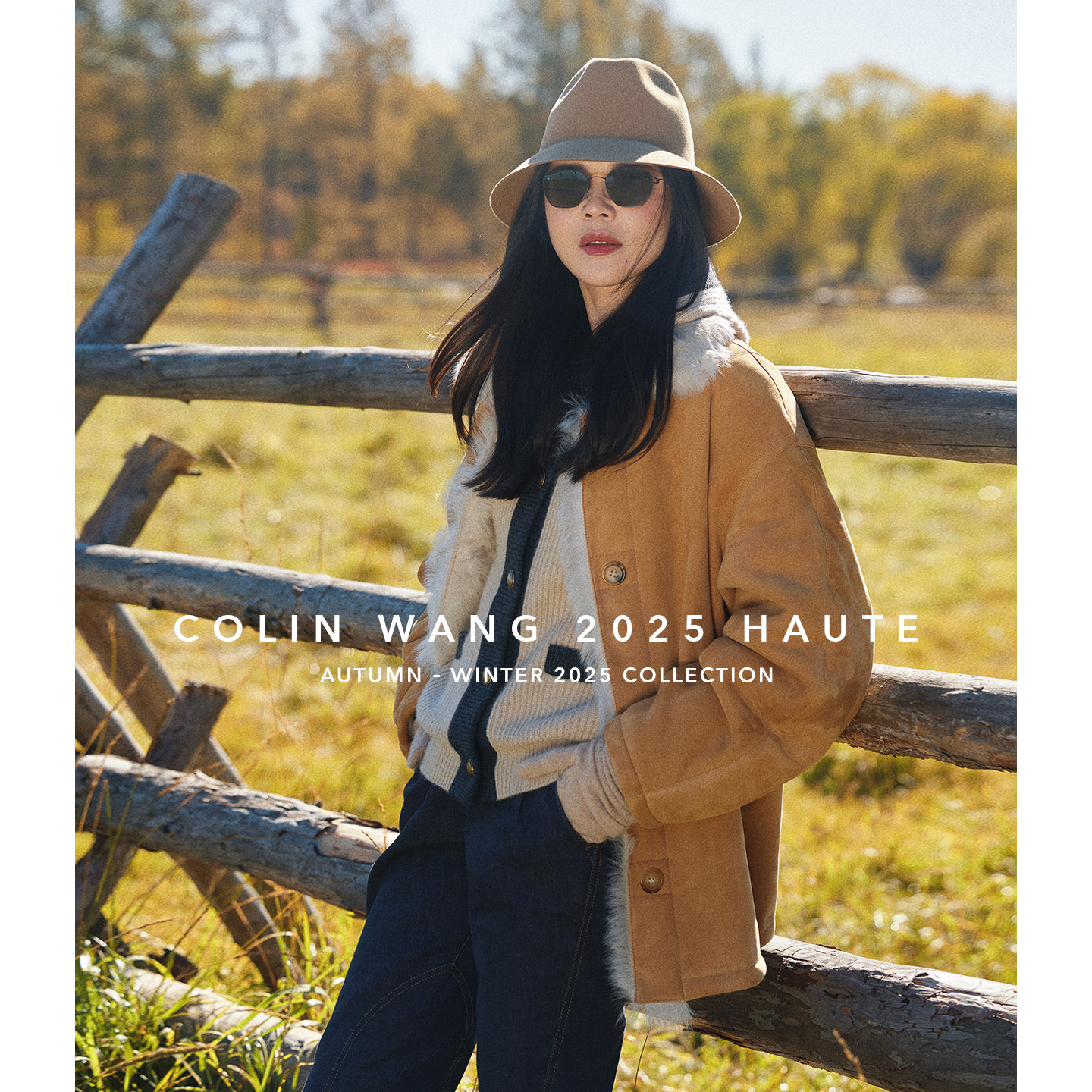 COLINWANG-芬兰雪松|意大利进口羊皮老钱风优雅翻领皮毛一体外套