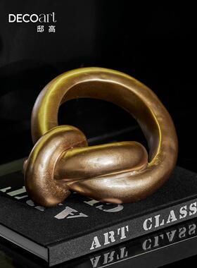 邸高家居入户玄关鞋柜酒柜抽象创意艺术绳编陶瓷炫彩缠绕装饰摆件