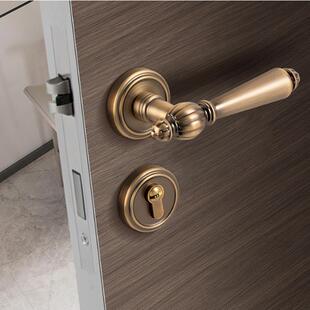 冠霸磁吸门锁家用通用型房门把手手柄静音黑色轻奢卧室锁具三件套