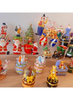 复古陶瓷首饰盒收纳摆件装饰可爱耳钉项链戒指创意生日礼物送女生