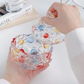 水晶玻璃彩绘圆点糖果罐摆件储物罐带盖装 饰收纳家居欧式 客厅摆件