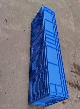 工具储物eu箱EU41228塑胶周转箱长方形养龟箱 蓝色灰色物流塑料箱