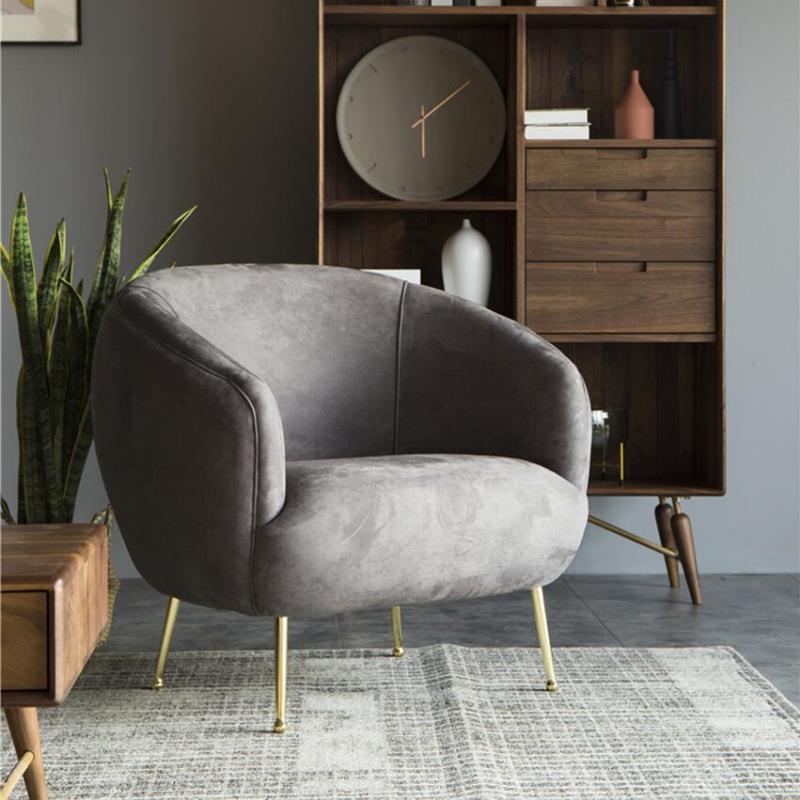 北欧单人位沙发椅现代简约皮布老虎椅奶茶店休闲会客洽谈桌椅