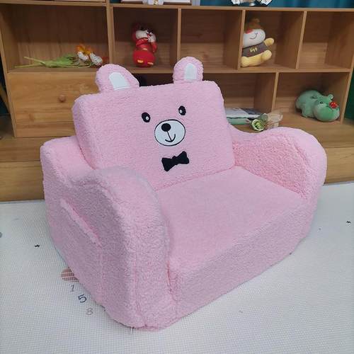 新品刺绣儿童小沙发舒棉绒宝宝椅子真空压缩打卷