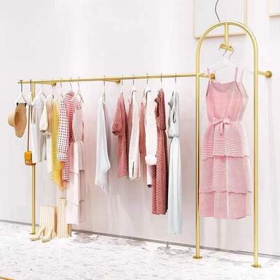 服装店展示架上墙壁挂侧挂货架男女装墙上挂衣杆银色不锈钢挂衣架