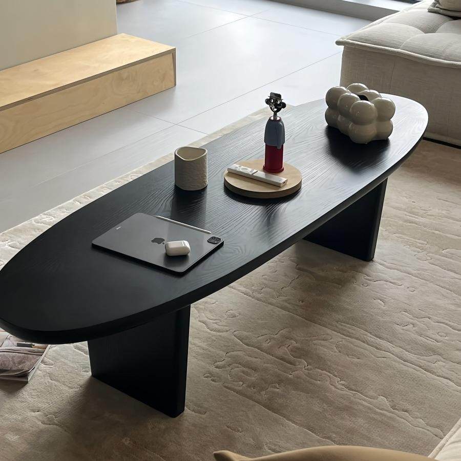 诧寂风黑色实木茶几简约家用设计师款小茶台中古民宿原木茶几桌