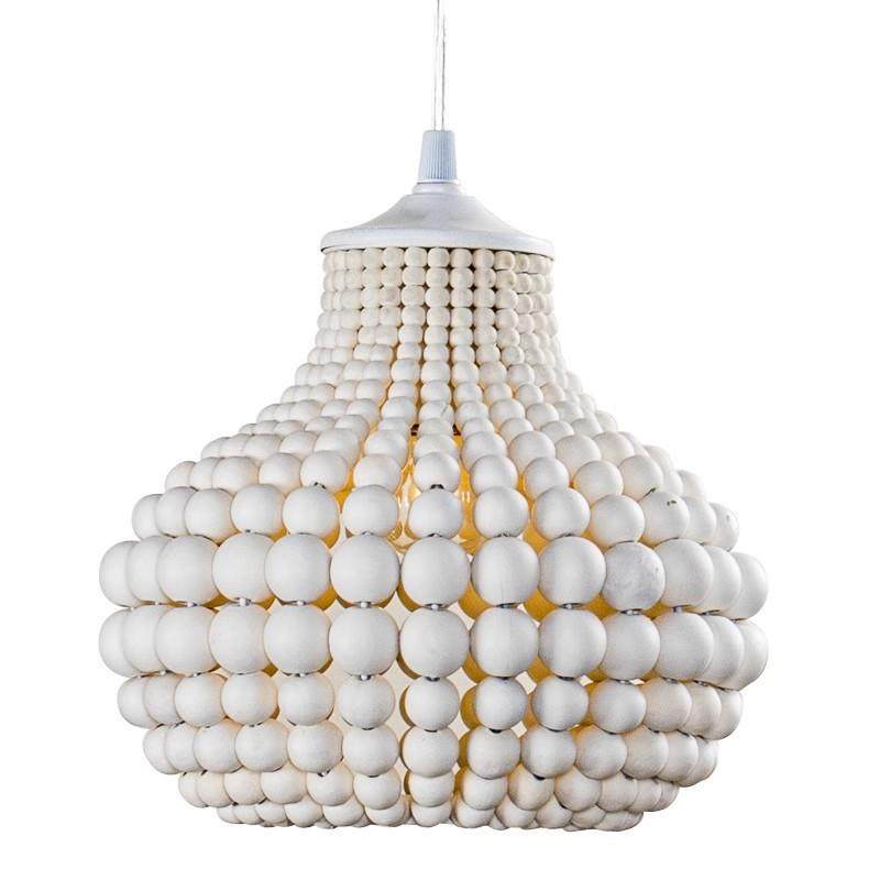 法式乡村木珠单头小吊灯温馨书房卧室床头灯餐厅玄关过道吧台灯具