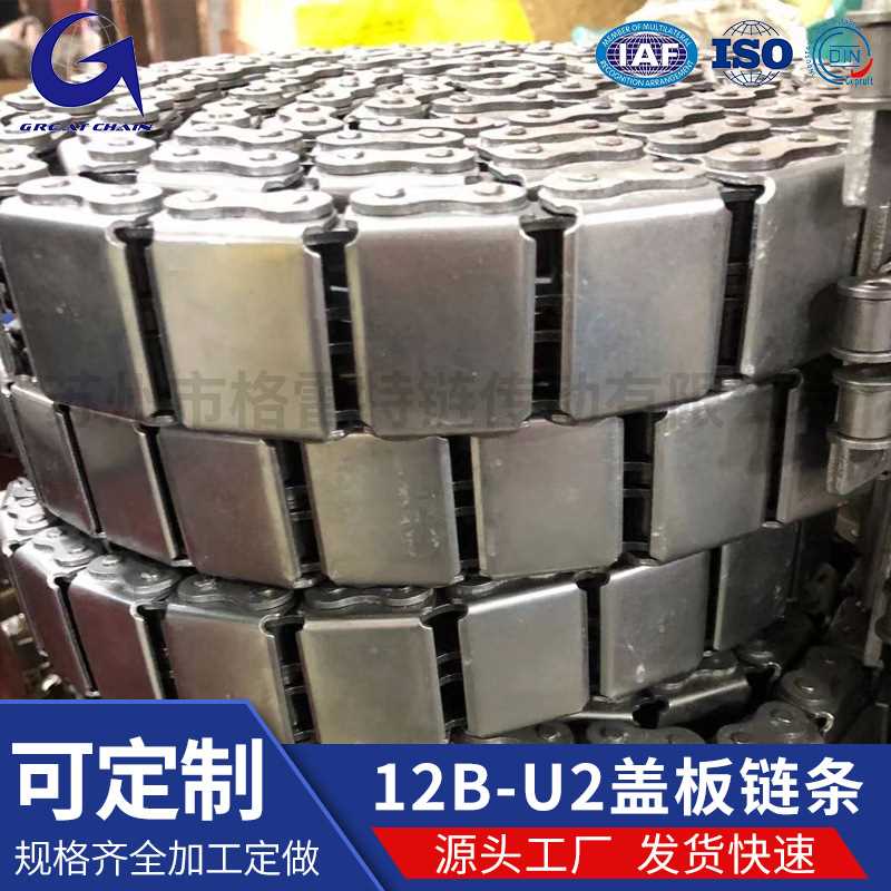 12B-U2 双排盖板链条顶升平移机链条移栽机用 输送用平板坦克链