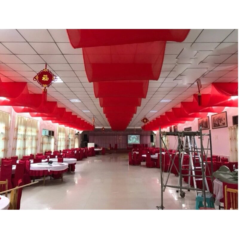 冰丝布料珠光冰绸婚庆背景布装饰布幔舞台棚房波浪吊顶布婚房直销