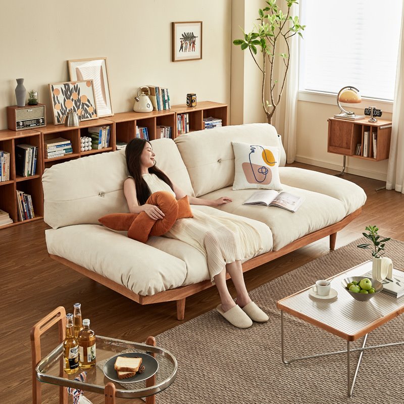 北欧日式科技布实木云朵沙发baxter客厅小户型milano原木布艺沙发
