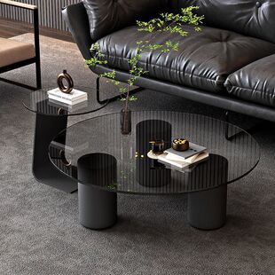 轻奢岩板玻璃茶几客厅家用现代简约小户型沙发茶几2025新款