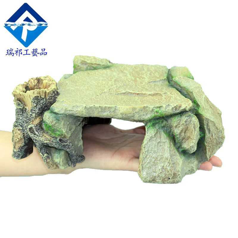 创意水族乌龟晒台爬台浮岛晒背台爬坡台陆龟缸爬宠晒龟台躲避洞穴