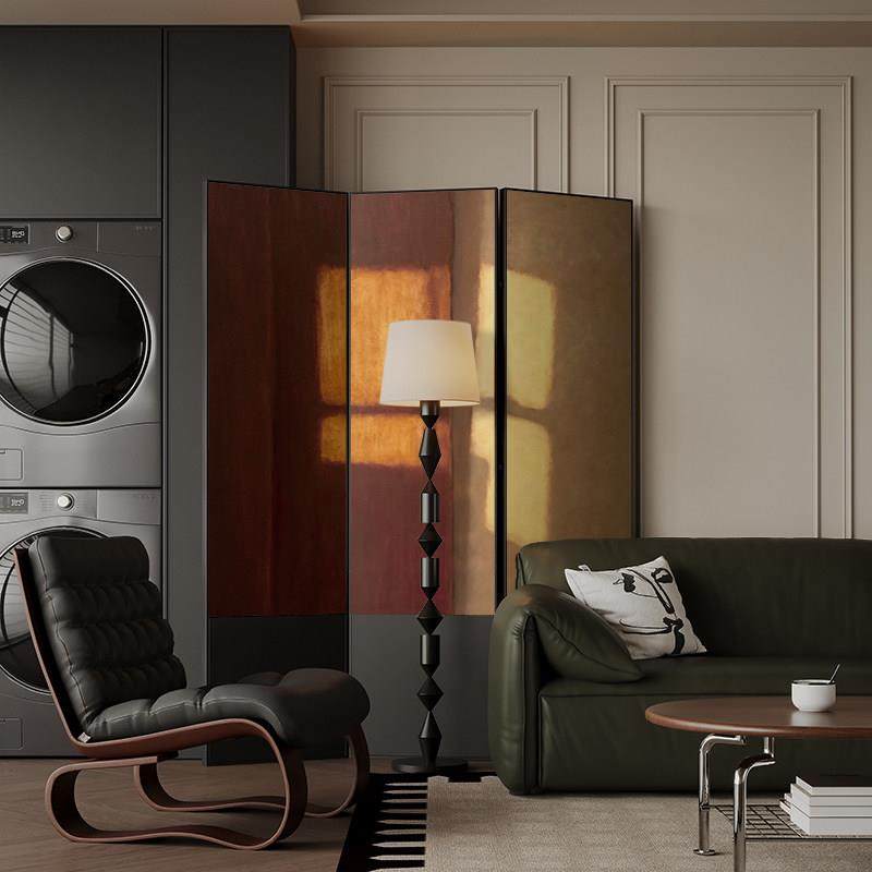 法式中古铝合金屏风隔断客厅装饰移动遮挡折叠沙发背景墙折屏光影