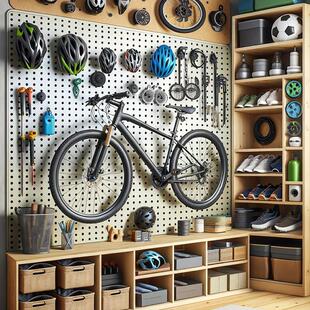 木目iwood 户外公路自行车骑行装备收纳墙洞洞板 墙上单车置物架