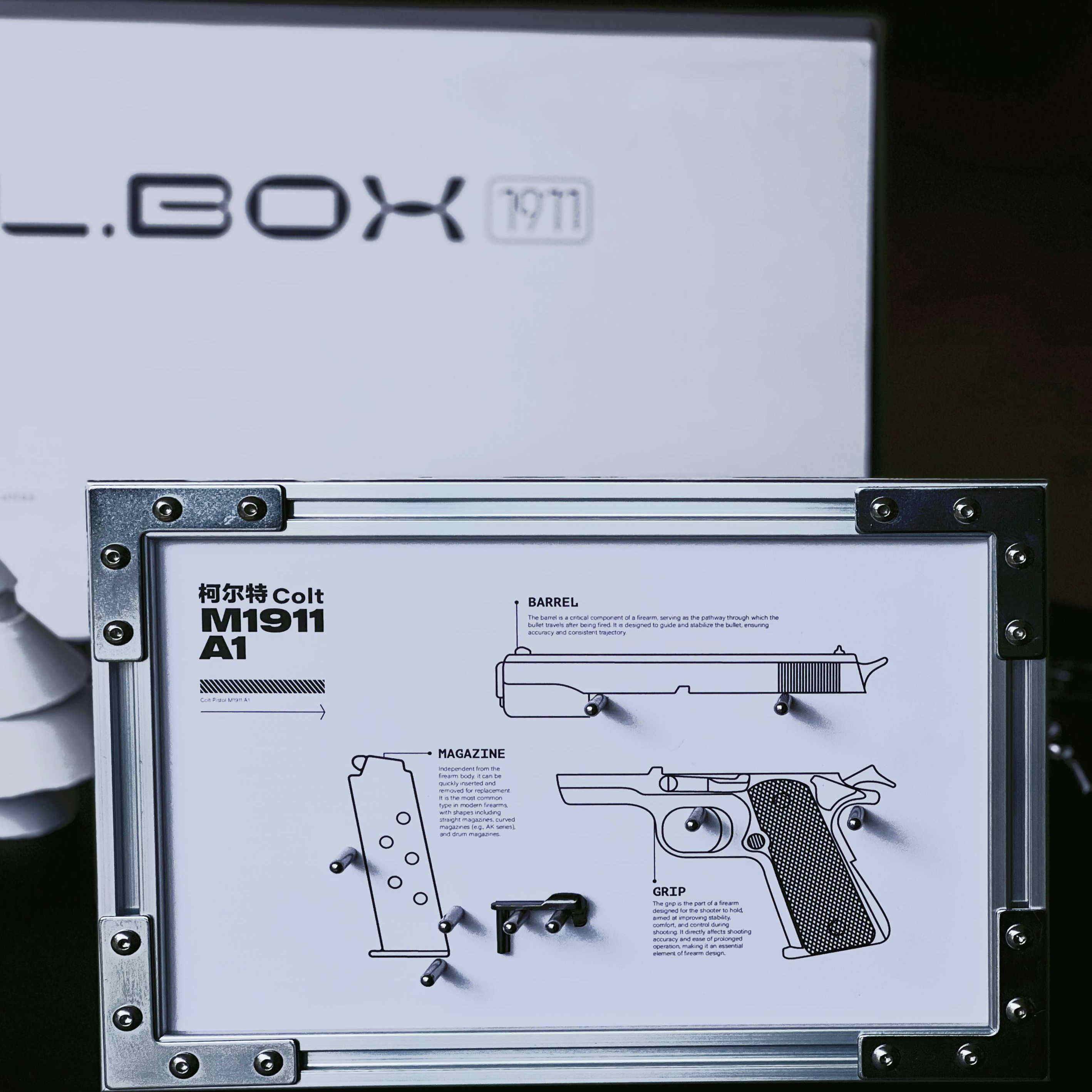 正品金属M1911复刻铝合金模型挂画可组装摆件男生装饰品生日礼物