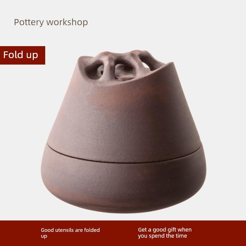 陶作坊老岩泥太湖游篆香炉熏香炉沉香檀香熏香家用盘香茶道配件