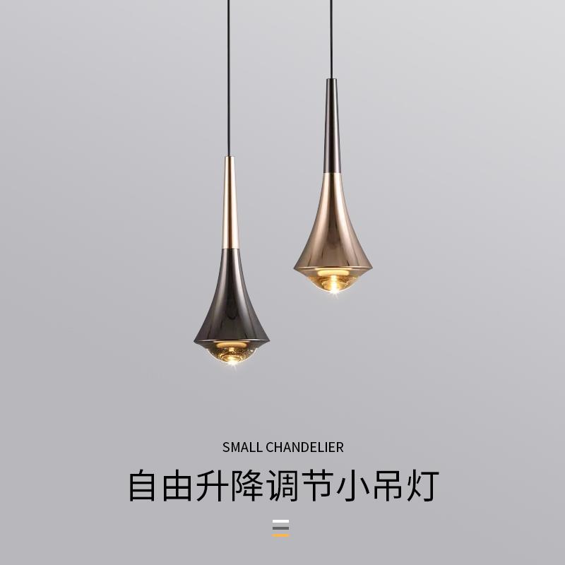 床头吊灯现代简约轻奢网红吧台玄关吊线灯背景墙卧室可升降小吊灯