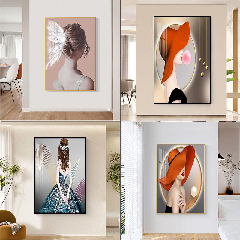艺术美女人物装饰画现代简约玄关客厅过道走廊壁画进门主卧室挂画