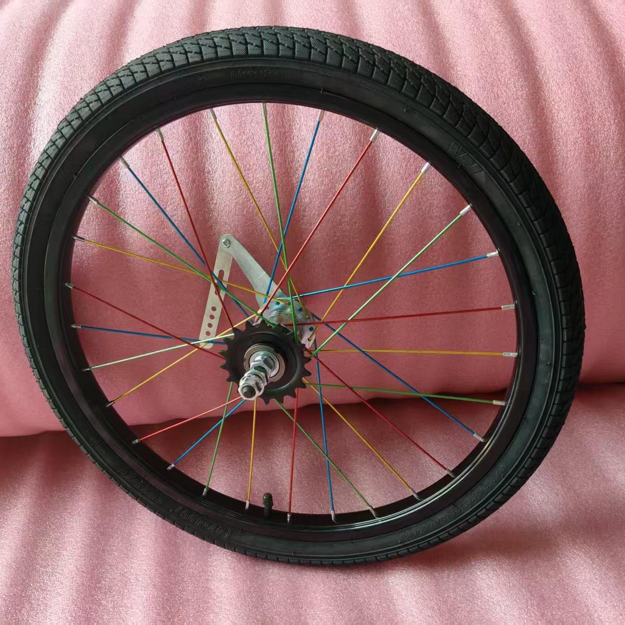 20寸死飞自行车轮组28孔加厚钢圈倒刹后轮组改装后轮整套轮组通用